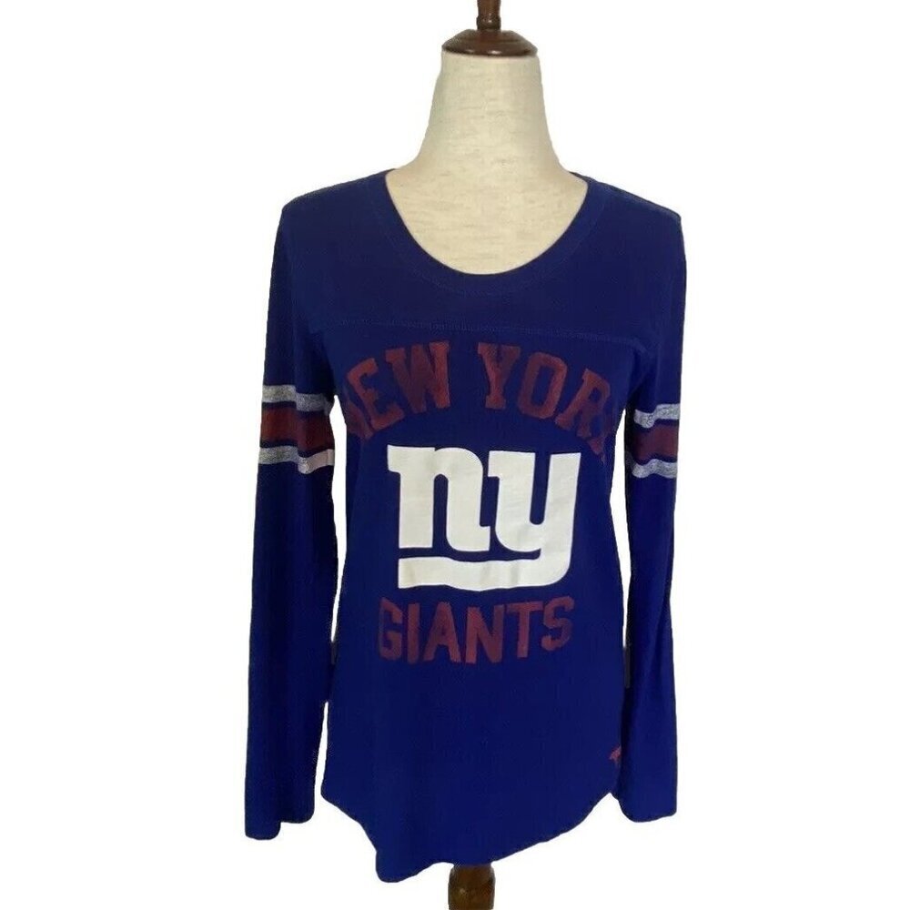 Victorias Secret PINK NY Giants T Shirt NFL Football Tee Top Sz L Fits M Long Sl